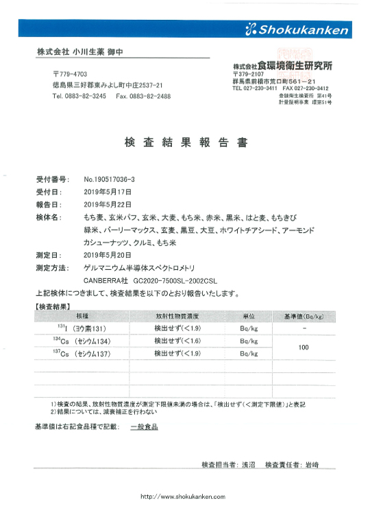 検査結果報告書2019